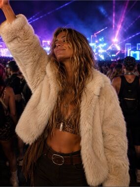Donna Salyers Faux Fur Cream Jacket — Cozy Faux-Fur